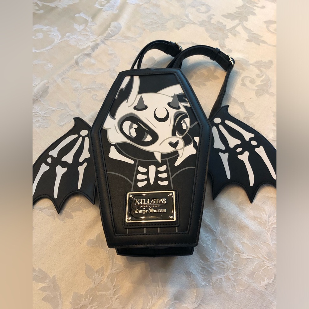 KILLSTAR Batbone coffin shaped faux leather backpack